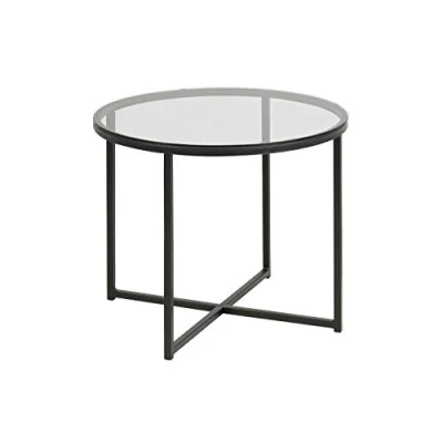 Image of AC Design Furniture Gurli Round Side Table 55 x 45 cm Clear/Black Glass/Metal
