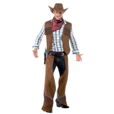 Image of Smiffys Fringe Cowboy Costume, Brown, M Size 38 40