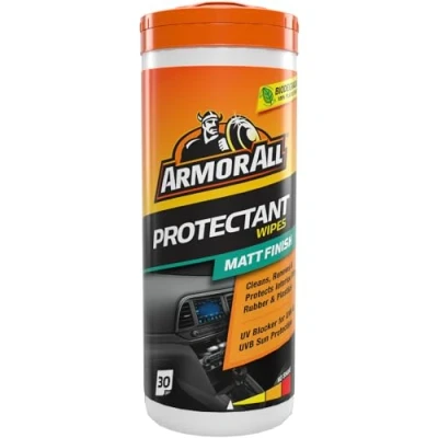 Image of Armor All, 30 Matt Protectant Wipes, Citrus Scent, Suitable For Plastic and Vinyl, Restores your Surfaces Appearance Keeps them Protected, Ideal Car Detailing, Freshness Lock, Made in the UK