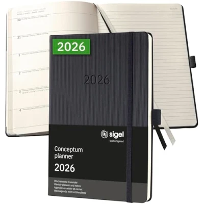 Image of Sigel Conceptum Diary 2026 A5 Week to View and Notes Black