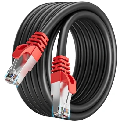 Image of Ethernet Cable 3m, Cat 7 Internet 3m High Speed Indoor Lan 3 Meters Shielded 10Gbps 600MHz RJ45 SFTP Gigabit Wifi Black Network Patch for Switch Modem