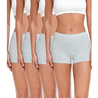 Image of wirarpa Women&#039;s Boyshort Panties Ladies Safety Boxer Briefs Anti Chafing Cotton Underwear with Crotch 4 Pack Grey Size XL