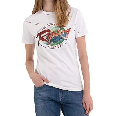 Image of REPLAY Women&#039;s W3566e T Shirt, 001 White, XXS