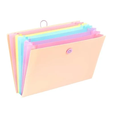Image of Viquel Expanding File with 8 Compartments for A4 Rainbow Pastel Documents Beige