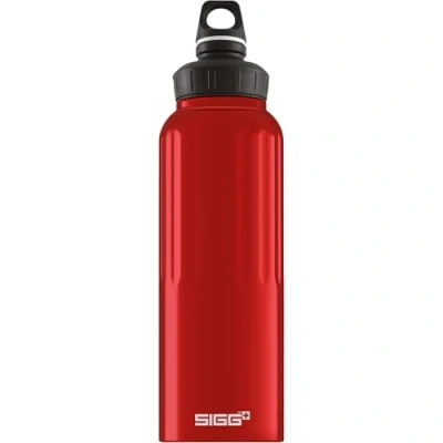 Image of SIGG Aluminium Sports Water Bottle WMB Traveller Dark Red Climate Neutral Certified Suitable For Carbonated Beverages Leakproof Lightweight BPA Free 1.5L