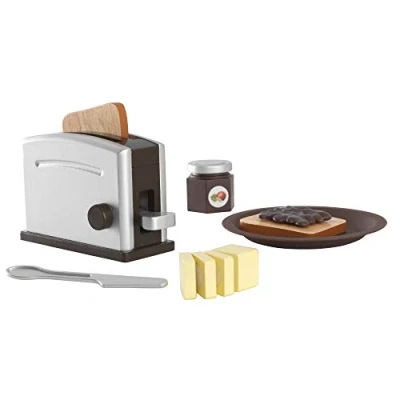 Image of KidKraft Espresso Toy Toaster with Play Food, Accessory for Kids&#039; Kitchen, Wooden Kitchen Appliance Set Kids, Accessories, Toys, 63373