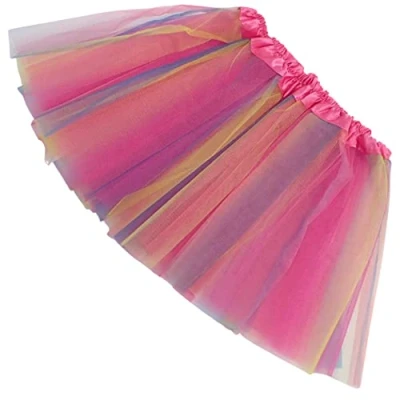 Image of Topkids Accessories Rainbow Tutu for Girls and Women, Costume, Kids Fancy Dress, Unicorn Costumes Kids, Fairy Costume Ballerina (Faded Short)