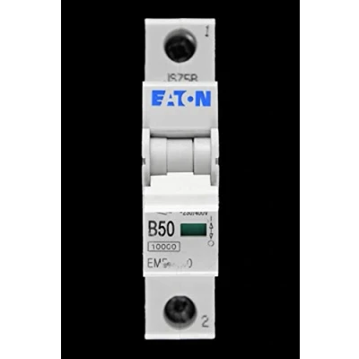 Image of EATON 50 AMP TYPE B 10 KA 230V SINGLE POLE MCB CIRCUIT BREAKER EMBH150 BSEN60898