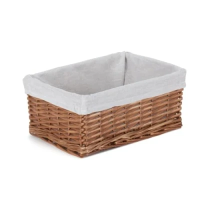Image of Red Hamper Large Double Steamed Wicker Storage Basket with White Lining