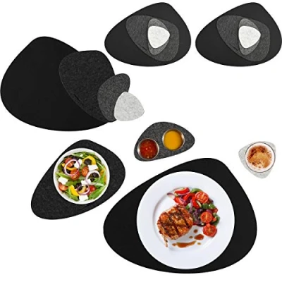 Image of DuneDesign Pebble Felt Placemats 16 Pcs Place Mats and Coasters for 4 Washable Heat Resistant