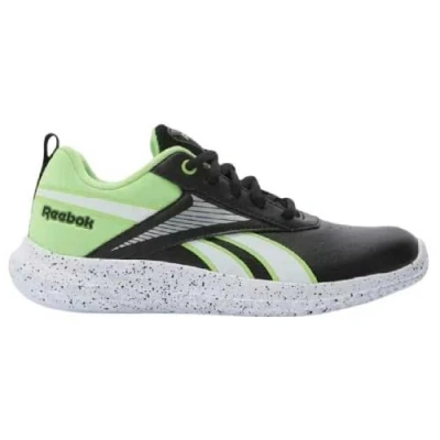 Image of Reebok RUSH Runner 5 Unisex Road running shoes for kids, Size: 3.5, Black/solar lime/footwear white Imitation leather/ textile