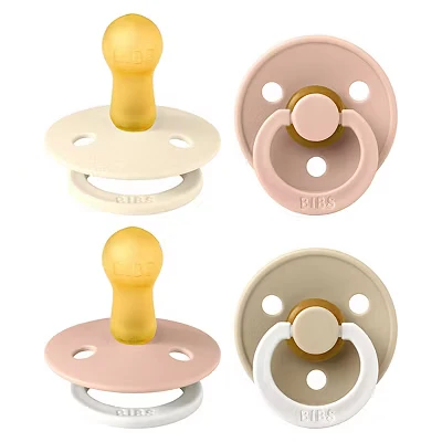 Image of BIBS 4 Pack Soothers Blush Glow Mix Size 2 Round Nipple