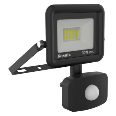 Image of Kosnic RHI10 W30/S Rhine II 10w LED Flood Light, IP65, Black, 900lm, 3000K, PIR Motion Sensor