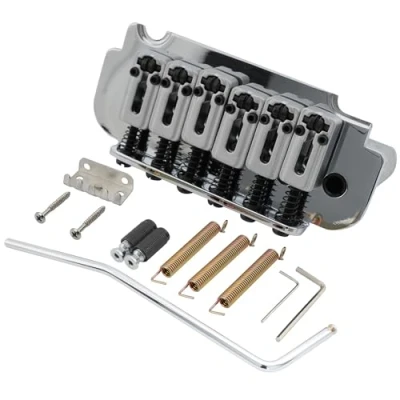Image of Musiclily Pro 54mm Roller Saddles 2 Point Tremolo Bridge for Import Strat Style Electric Guitar, Chrome
