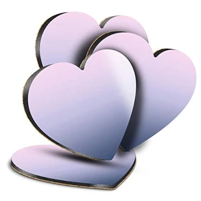 Image of Destination Vinyl ltd Great Coasters (Set of 4) Heart Pastel Lilac bre Pretty Drink Glossy Coasters/Tabletop Protection for Any Table Type #2673