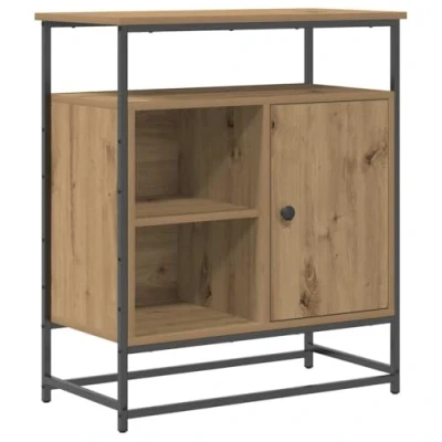 Image of vidaXL Buffet Sideboard Artisan Oak Finish, Engineered Wood &amp; Metal, Matte Brown, Medium Rectangle Dining Room Living Storage