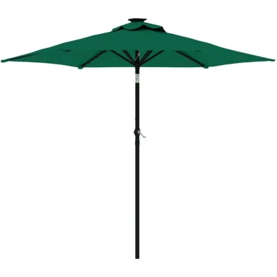 Image of vidaXL Garden Parasol with Steel Pole Green 225x225x212 cm