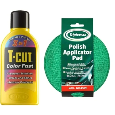 Image of T Cut Yellow Scratch Remover Color Fast Paintwork Restorer Car Polish 500ml plus a Wax Applicator Set with Handle * 13 Colours Available