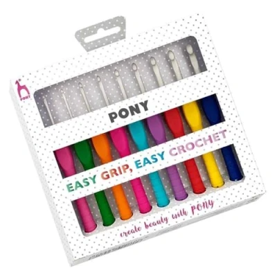 Image of Pony Easy Grip Crochet hook set 2 6.00mm polka dot 1x9pcs