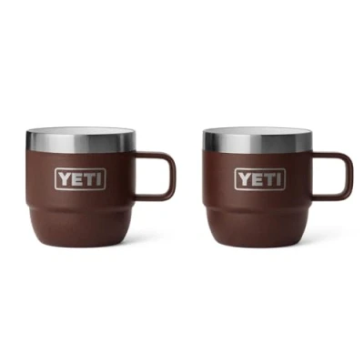 Image of YETI Rambler Espresso Mug, Vacuum Insulated Stainless Steel Stackable Wetlands Brown, 2 Pack 6 oz (177 ml)