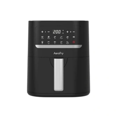 Image of AEROFRY Air Fryer 4.5L Capacity, Oil Free, Energy and Time Saver, 10 Presets Compact Design with Recipes Cookbook, Non Stick, Dishwasher Safe Basket, Fryer, 2 Years Warranty, Black