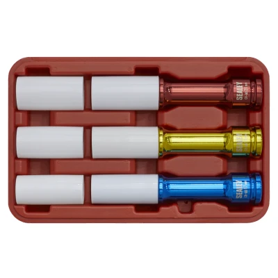 Image of Sealey Alloy Wheel Long Reach Impact Socket Set 3pc 1/2&quot;Sq Drive