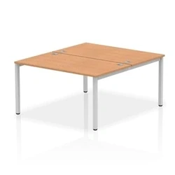 Image of Impulse Bench B2B 2 Person 1400 Silver Frame Office Desk Oak