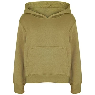 Image of A2Z 4 Kids Girls Boys Plain And Tie Dye Print Sweatshirt Pullover Sweat Hoodie Khaki 9 10
