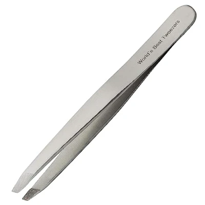Image of Regine Switzerland Diamond Tip Tweezer Coated Precision Slant for Eyebrow, Facial &amp; Ingrown Hair Removal Tweezers Men Women Expert Grip Beauty Tool Silver Stainless Steel