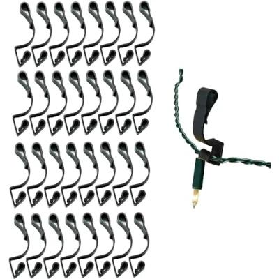 Image of UKDD® Black Giant Gutter Hooks for Hanging Outdoor Christmas Lights Fairy (Pack of 32 Black)