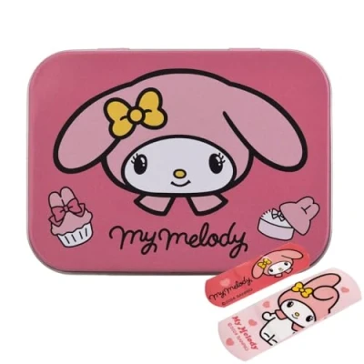 Image of Hello Kitty Melody First Aid Plasters in Metal Tin Box, Two Sizes with Cute Design, Easy Removal &amp; Skin Friendly, Breathable Adhesive, 24