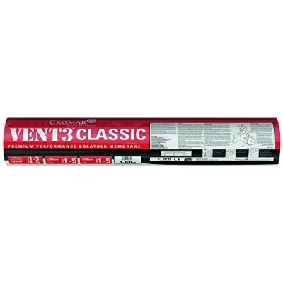 Image of Cromar Building Products Vent 3 Classic 1m x 50m Breathable Roofing Underlay, Grey, 1 m