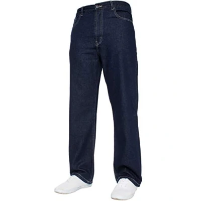 Image of New Mens Straight Leg Basic Heavy Work Jeans Denim Pants All Waist Big Sizes 46W X 32L Indigo