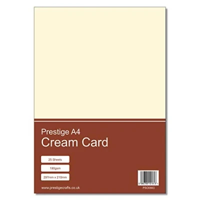 Image of Prestige A4 Cream Coloured Craft Card 180gsm 25 Sheets per Pack