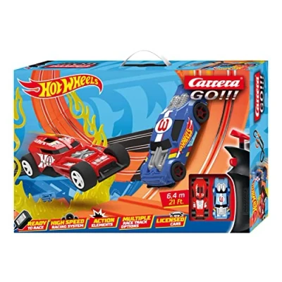 Image of Carrera GO 20062553UK Hot Wheels 6.4 Slot Racing Track With UK Plug, For Children From 6 Years And Adults,1:43 Scale, Metres, Night Shifter &amp; HW50 Concept