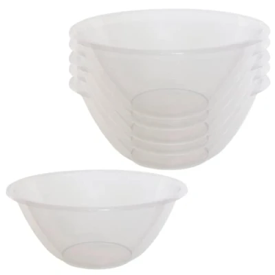 Image of Checkmart 5 Large Clear Multi Use Plastic Serving Party Bowls Mixing Salad (4 Litre, 4000ml)