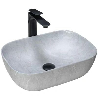 Image of REA GRAU Bathroom Sink tap Made Matt Stone imitation U3801, Livia Grey 33 X 46 Cm