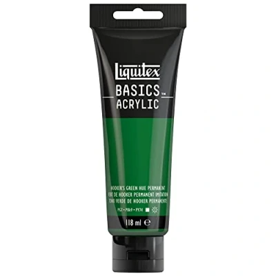 Image of Liquitex Basics Acrylic Paint, Hooker&#039;s Green Permament Hue, 118 ml Tube