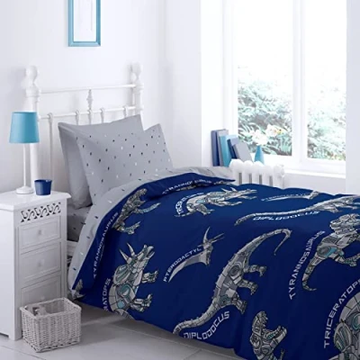 Image of Catherine Lansfield DINOBOT Duvet Cover Set Double Bed 200 x + 50 80 (2)