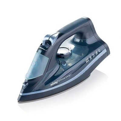 Image of Minky Cordless Steam Iron, Pro+ Range, 2400W, Charging Dock Included, Irons, 270ml Water Tank, Travel Ceramic Sole Plate, Anti Drip, Calc, Blue