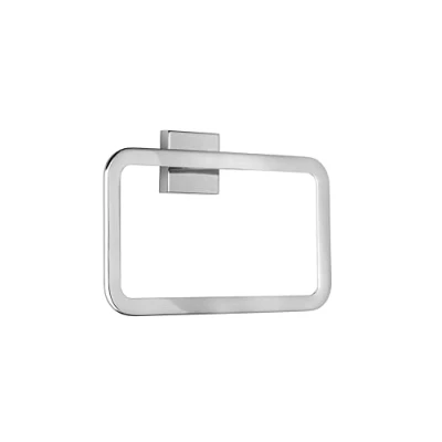 Image of Croydex Flexi Fix Easy to Fit Cheadle Chrome Plated Square Design Towel Ring, Silver