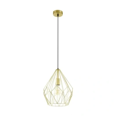 Image of Eglo Carlton Vintage Pendant Light, Retro Gold Steel Hanging lamp, E27 Socket