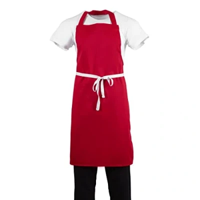 Image of Whites Chefs Clothing BB466 Polycotton Bib Apron, 965mm x 711mm, Red