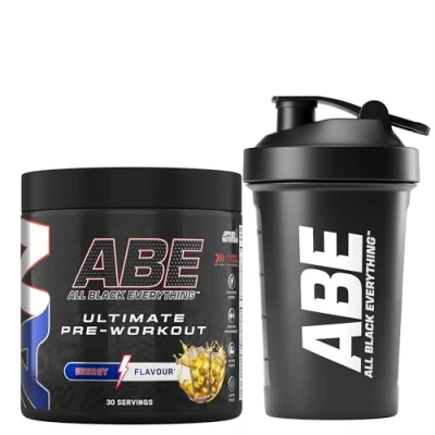 Image of Applied Nutrition Bundle ABE Pre Workout 375g + Black Shaker 400ml All Everything Powder, Energy Drink, Physical Performance, Creatine, Beta Alanine, Caffeine (Energy Flavour)