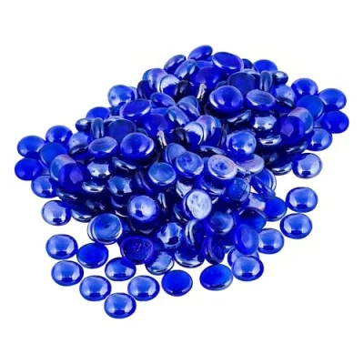 Image of ARSUK Glass Pebbles Blue, Stones Beads Rounded Decorative Gems, Flat Marble, Vase Filler, Fire Artificial Crystal Gemstones for Aquarium, Mosaic Tiles Vases Craft, Garden Flowerpot (170 180pcs)