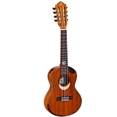 Image of Ortega Guitar Tenor Ukulele acoustic Custom Built Series Side Soundhole includes Gig Bag 8string Solid Mahogany and Okoume (ECLIPSE TE8)