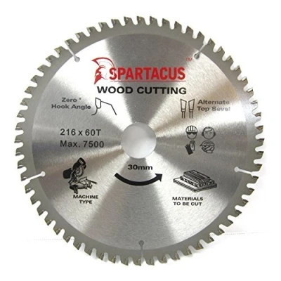 Image of Spartacus 216mm Diameter x 60 Teeth 30mm Bore Wood Cutting Mitre Chop Saw Blade Fits Dewalt DW701 DW707 DW712