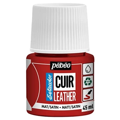 Image of PEBEO Setacolor Leather Acrylic Paint for and Leatherette Customization Bag, Shoe, Sneaker Resistance to scratches, folds, rubbing Matt/Satin finish Intense Red 45 ml