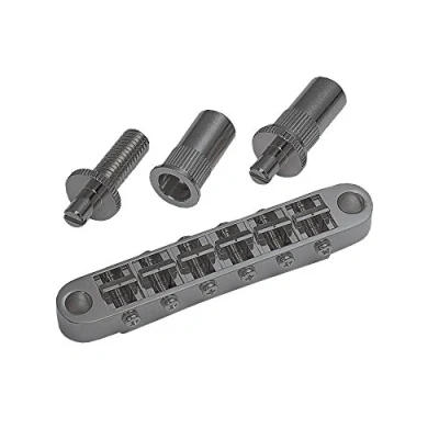 Image of Gotoh Nashville Tune O Matic Bridge Large Posts Black Chrome (Cosmo)