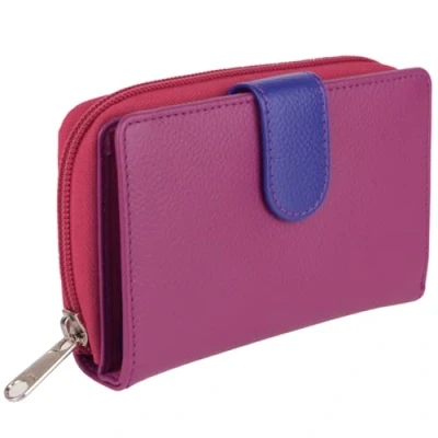 Image of Golunski Leather Ladies Zip Around Medium Purse/Wallet Purple Multi